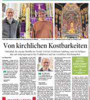 Heute in der Tiroler Tageszeitung: Unsere Basilika Mariathal im Fokus